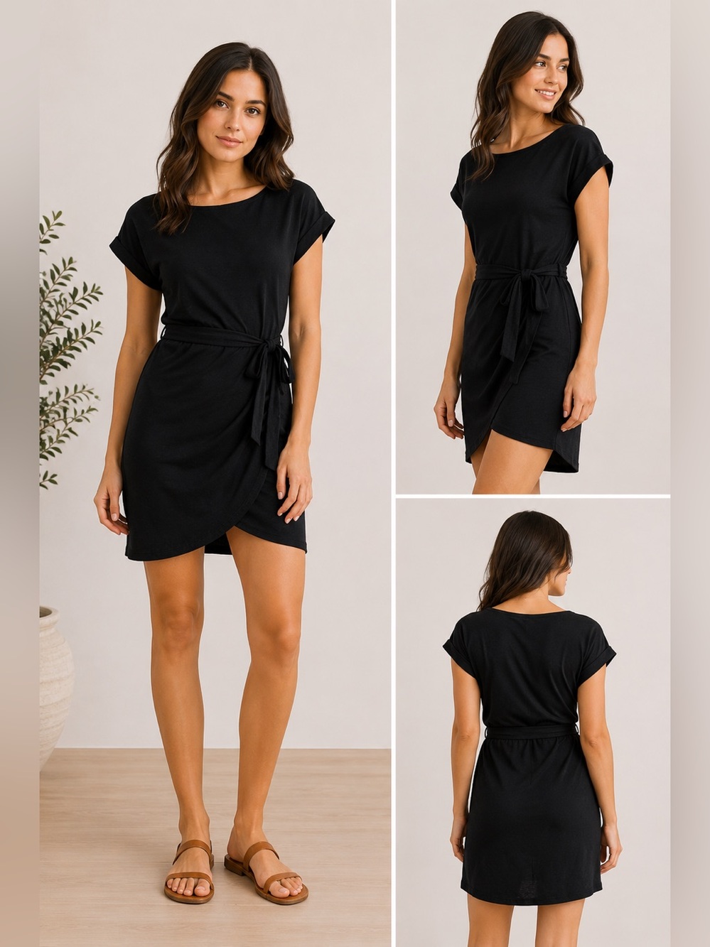Dynamite Black Tie-Waist Mini Dress